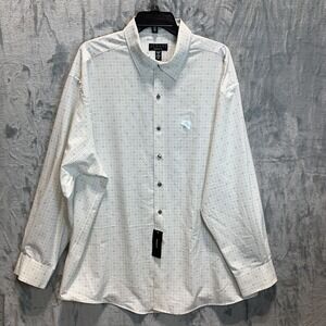 Alfani‎ Men's Button Up Shirt Regular Fit Geometric Gray White XXL Performance